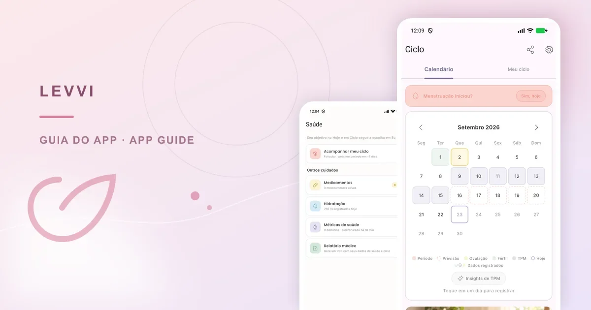 Real Levvi cycle calendars / Calendários reais de ciclo no Levvi